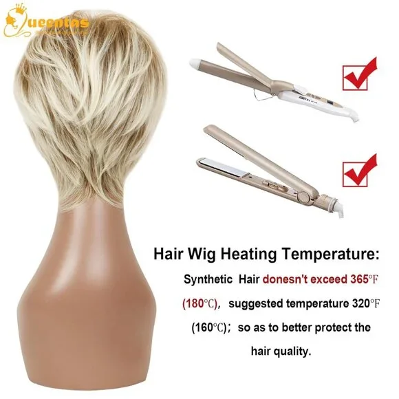 Pixie Layered Short Blonde Wigs for White Women Black Women Synthetic Hair Blond